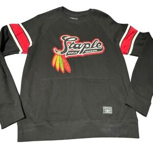 Staple Pigeon Black World‎ Renown Crewneck Black Sweater Sz LG Streetwear Sports